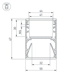 Профиль с экраном ALU-LINE-DUO-2000 ANOD+OPAL+PRISM (Arlight, Алюминий)