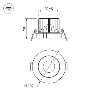 Светильник MS-FORECAST-BUILT-TURN-R102-12W Warm3000 (WH-BK, 32 deg, 230V) (Arlight, IP20 Металл, 5 лет)
