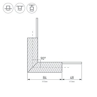 Угол PLS-LOCK-H25-L90N внутренний (с экраном MAT-L) (Arlight, Металл)