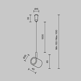 Потолочный коннектор с тросовым подвесом Tau в шинопровод Flarity платина