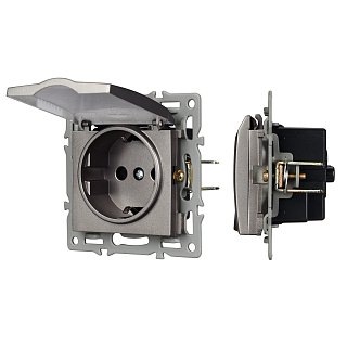 Механизм розетки влагозащищённый SCT-MCP-PL-GR (250V, 16A) (Arlight, -)