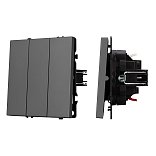 Механизм выключателя трехклавишный непроходной SWT-NOBE-MK03-SFPL-GR (230V, 10A) (Arlight, Серый базальт)