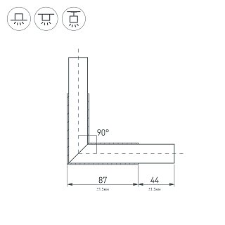 Угол PLS-LOCK-H25-L90 (с экраном MAT-L) (Arlight, Металл)