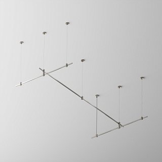 Готовая конструкция прямая 2м х 1м двухуровневая на тросовых подвесах Hang без светильников и блока питания, платина