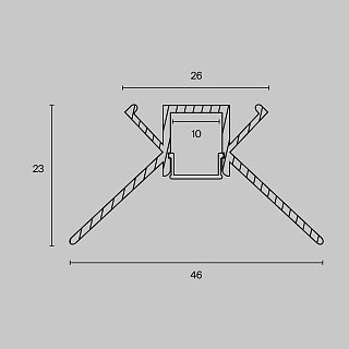 Алюминиевый профиль встраиваемый скрытого монтажа 46×23 (Серебро, 2 м), ALM-4623-S-2M