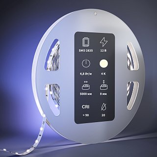 Светодиодная лента Ultra 12В 2835 4,8Вт/м 4000К 5м IP 20 201003