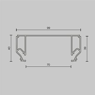 Алюминиевый профиль ниши скрытого монтажа в натяжной потолок 99x40