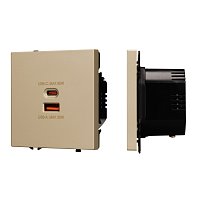 Механизм розетки с быстрой USB зарядкой SCT-NOBE-MUAC-SFPL-FC-GD (65W, QC3) (Arlight, -)