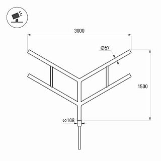 Кронштейн OXOR-SY4-3000x108-L1500 BLACK (Arlight, Сталь)