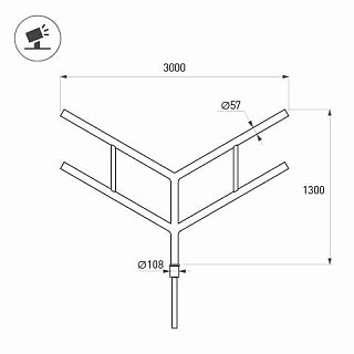 Кронштейн OXOR-SY4-3000x108-L1300 BLACK (Arlight, Сталь)