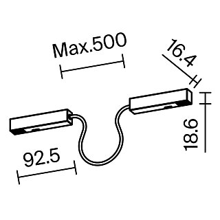 Коннектор питания угловой гибкий 50см Exility черный