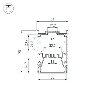 Профиль IP-LINE-5475-2000 BLACK (Arlight, Алюминий)