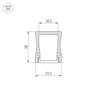 Профиль с экраном ALU-WIDE-H28-2000 ANOD+FROST (Arlight, Алюминий)