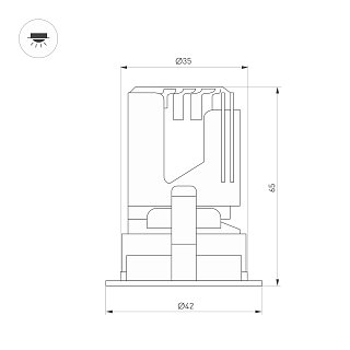 Светильник MS-ARADO-BUILT-R35-3W Warm3000 (WH-WH, 36 deg, 230V) (Arlight, IP20 Металл, 5 лет)