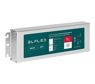 Блок питания герметичный плоский для параллельного подключения ELFLED, 24В, 300Вт, металл, IP68