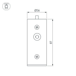 Заглушка ROUND-D36-360 BLACK с отверстием (Arlight, Металл)
