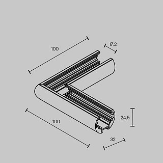 Коннектор угловой для круглого низкопрофильного шинопровода Exility
