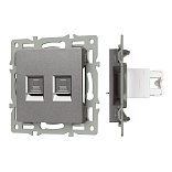 Механизм компьютерной розетки двойной SCT-MPC2-PL-GR (RJ-45, CAT6) (Arlight, -)