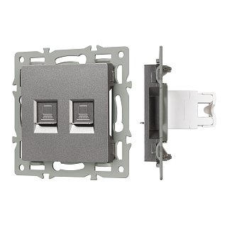 Механизм компьютерной розетки двойной SCT-MPC2-PL-GR (RJ-45, CAT6) (Arlight, -)