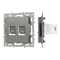 Механизм компьютерной розетки двойной SCT-MPC2-PL-GR (RJ-45, CAT6) (Arlight, -)