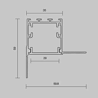 Алюминиевый профиль встраиваемый скрытого монтажа 59x59 (Серебро, 2 м), ALM-5959-S-2M 636014