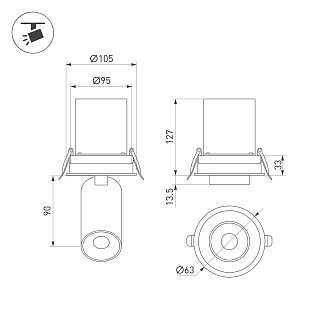 Светильник LTD-PULL-R100-10W Day4000 (WH, 24 deg, 230V) (Arlight, IP20 Металл, 5 лет)