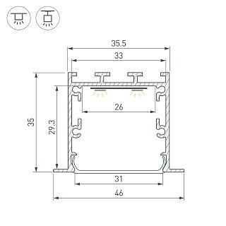 Профиль LINIA49-F-M-2000 WHITE (Arlight, Алюминий)