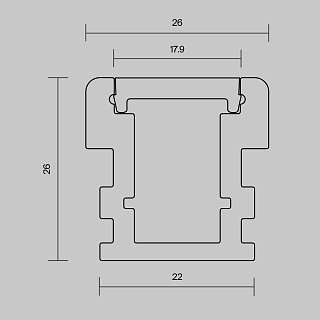 Алюминиевый профиль встраиваемый в пол 26x26 (Серебро, 2 м), ALM-2626-S-2M 636016