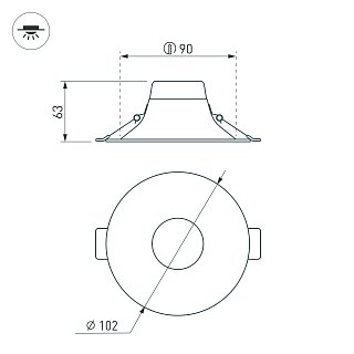 Светильник MS-BLIZZARD-BUILT-R102-8W Warm3000 (BK, 100 deg, 230V) (Arlight, IP20 Металл, 3 года)