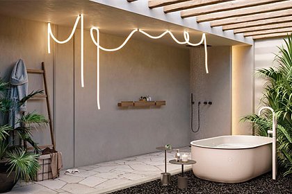 Оригинальное освещение в ванной комнате