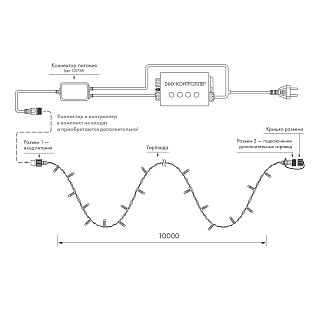 Светодиодная гирлянда ARD-STRING-PRO-10000-WHITE-100LED-LIVE RGB-DMX (24V, 10W) (Ardecoled, IP65)
