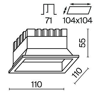 Встраиваемый светильник Okno 3000-4000-6000K 12W 100° IP 44