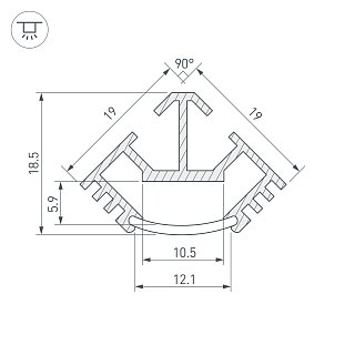 Профиль T45-2000 (CT) ANOD (Arlight, Алюминий)
