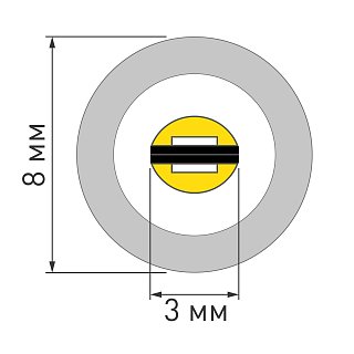 Светодиодная лента герметичная LUNA-X960-D8mm 24V Warm3000 (8 W/m, IP65, 360deg, 5m) (Arlight, -)