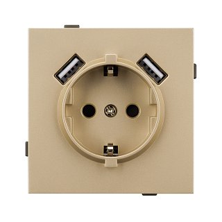 Механизм розетки с USB зарядкой SCT-TENDO-MUAA-SFPL-GD (230V, 16A) (Arlight, -)