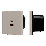 Механизм розетки с быстрой USB зарядкой SCT-NOBE-MUAC-SFPL-FC-CA (65W, QC3) (Arlight, Кашемир)