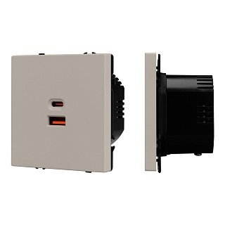 Механизм розетки с быстрой USB зарядкой SCT-NOBE-MUAC-SFPL-FC-CA (65W, QC3) (Arlight, Кашемир)