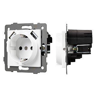 Механизм розетки с USB зарядкой SCT-MUAA-PL-WH-V (250V, 16A) (Arlight, -)