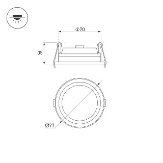 Корпус PLURIO-BASE-BUILT-R77 (BK, 1-2, 200mA) (Arlight, IP20 Металл, 3 года)