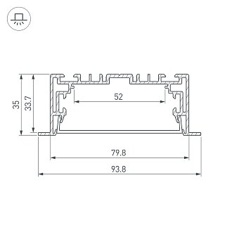Профиль с экраном S2-LINIA94-F-2500 ANOD+OPAL (Arlight, Алюминий)