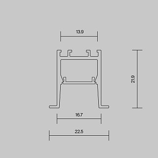 Алюминиевый профиль встраиваемый скрытого монтажа 22x22 (Черный, 2 м), ALM-2222-B-2M 632013
