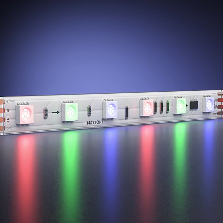 Светодиодная лента 24В 5050 14,4Вт/м 5м IP 68 Адресная (SPI) Цветная (RGB) 201249
