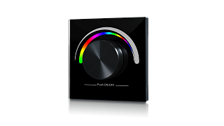 Радио панель W-RGB (B) встраиваемая в стену с валкодером на 1 зону  для RGB ленты, черная, W-RGB-B