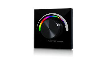 Радио панель W-RGB (B) встраиваемая в стену с валкодером на 1 зону  для RGB ленты, черная, W-RGB-B