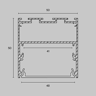 Алюминиевый профиль накладной-подвесной 50×50 (Серебро, 2 м), ALM-5050-S-2M