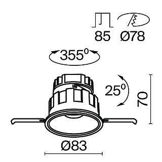 Встраиваемый светильник Wise 3000K 10W 36°
