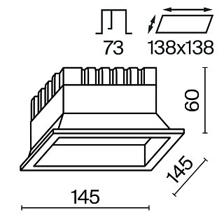 Встраиваемый светильник Okno 3000-4000-6000K 18W 100° IP 44