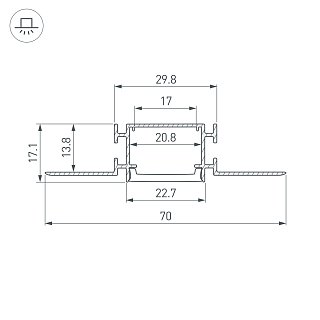Профиль FANTOM-BENT-W23-TOP-2000 ANOD (Arlight, Алюминий)
