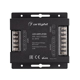 Усилитель ARL-5022-RGBW (12-24V, 4x8A, 384-768W) (Arlight, IP20 Металл, 3 года)