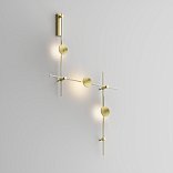 Готовая конструкция настенная прямая 1м х 1м х 1м со светильниками Plato 3 шт. и блоком питания, латунь